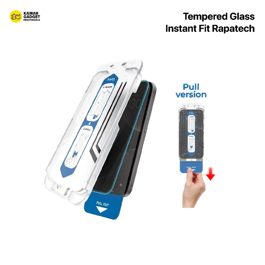 TG Rapatech Instant Fit iPhone 15/16 - Temperglass Anti Gores
